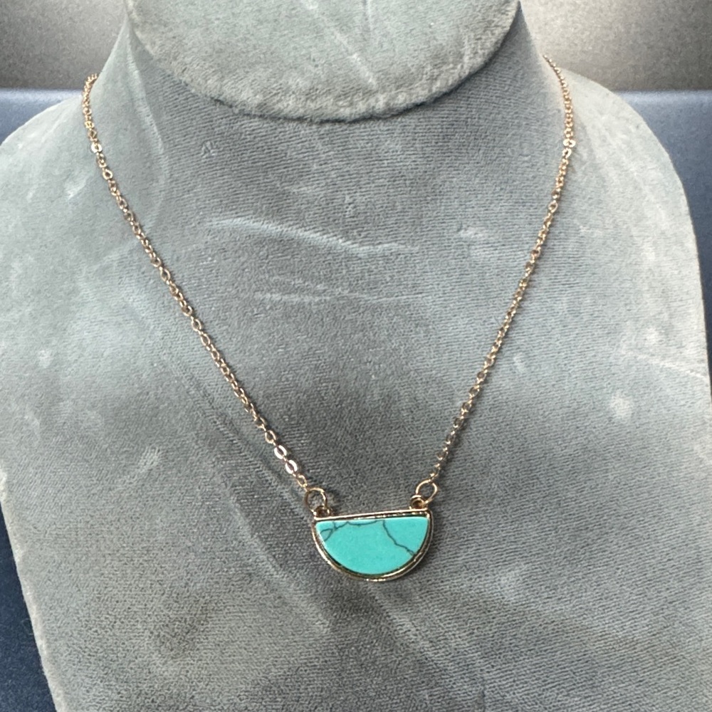 Ann Taylor Gold Chain Necklace with Turquoise Pendant